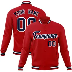 Red Navy-White Classic Varsity Full-Snap Letterman Jacket