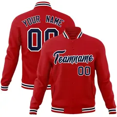 Red Navy-White Classic Varsity Full-Snap Letterman Jacket