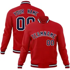Red Navy-White Classic Varsity Full-Snap Letterman Jacket