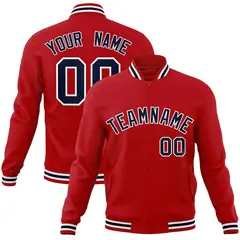 Red Navy-White Classic Varsity Full-Snap Letterman Jacket