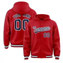 Red Navy-White Classic Varsity Letterman Jacket Hoodie