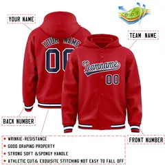 Red Navy-White Classic Varsity Letterman Jacket Hoodie 4