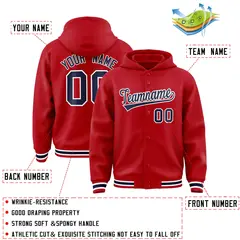 Red Navy-White Classic Varsity Letterman Jacket Hoodie 4