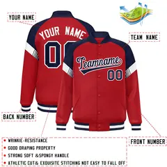 Red Navy-White Color Block Varsity Letterman Jacket 2