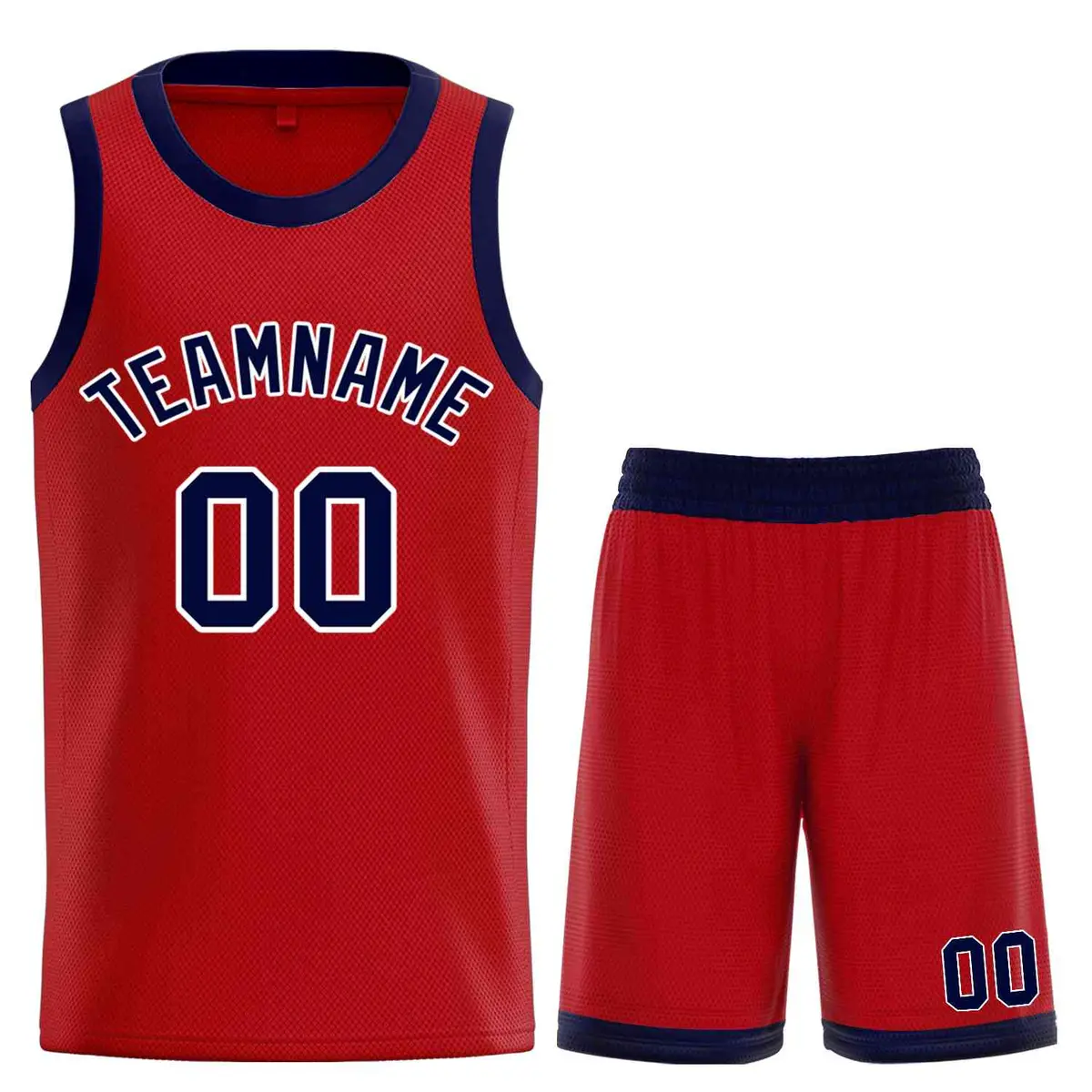 Red Navy-White Curved Classic Sets Basketball Jersey