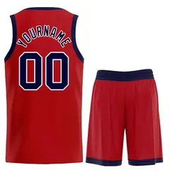 Red Navy-White Curved Classic Sets Basketball Jersey 2
