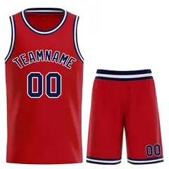 Red Navy-White Curved Classic Sets Basketball Jersey