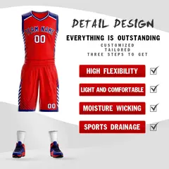 Red Navy-White Graffiti Bar Element Basketball Jersey 2