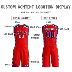 Red Navy-White Graffiti Bar Element Basketball Jersey 3
