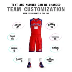 Red Navy-White Graffiti Bar Element Basketball Jersey 4