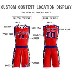 Red Navy-White Graffiti Lightning Basketball Jersey 3