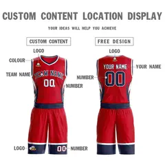 Red Navy-White Graffiti Lightning Basketball Jersey 3
