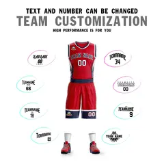 Red Navy-White Graffiti Lightning Basketball Jersey 4