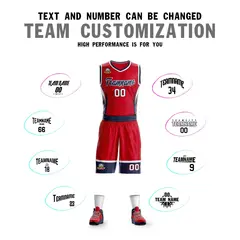 Red Navy-White Graffiti Lightning Basketball Jersey 4