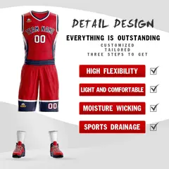 Red Navy-White Graffiti Lightning Basketball Jersey 2