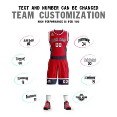 Red Navy-White Graffiti Lightning Basketball Jersey 4
