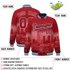 Red Navy-White Los Angeles Skyline Varsity Full-Snap Track Jacket 2