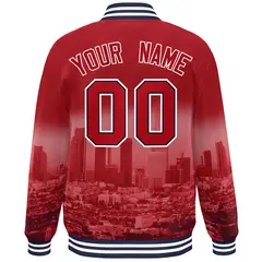 Red Navy-White Los Angeles Skyline Varsity Full-Snap Track Jacket 4