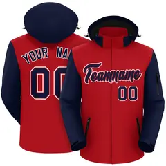 Red Navy-White Raglan Sleeves Waterproof Jacket 1