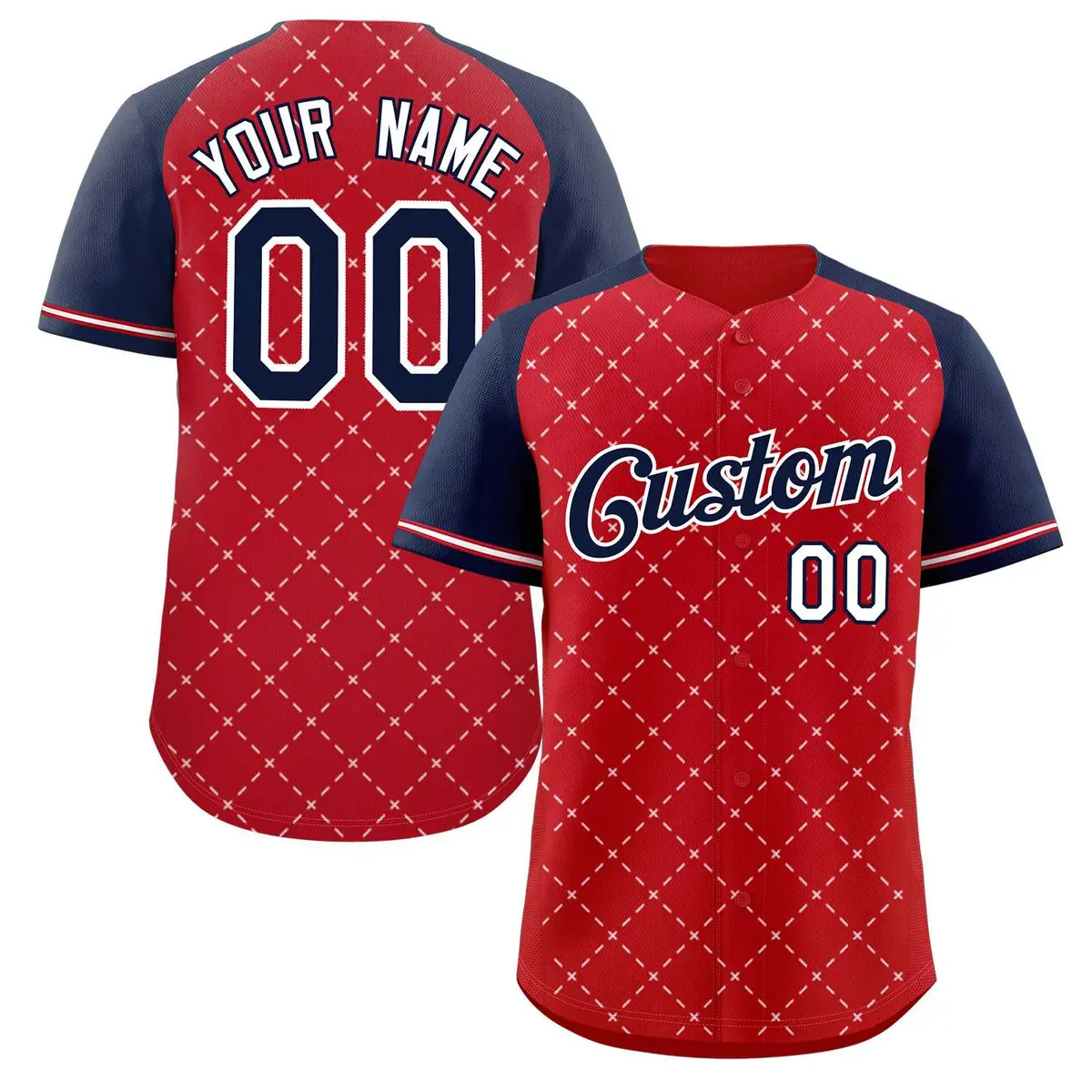 Red Navy-White Rhombus Authentic Baseball Jersey