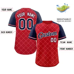 Red Navy-White Rhombus Authentic Baseball Jersey 2