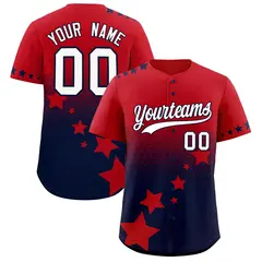 Red Navy White Rising Stars Gradient Fashion Baseball Jersey 1