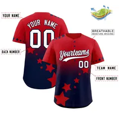 Red Navy White Rising Stars Gradient Fashion Baseball Jersey 2