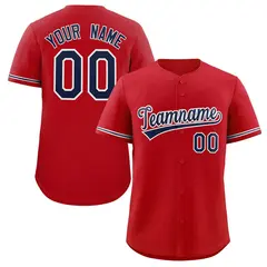 Red Navy-White Solid Classic Authentic Baseball Jersey 1