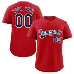 Red Navy-White Solid Classic Authentic Baseball Jersey