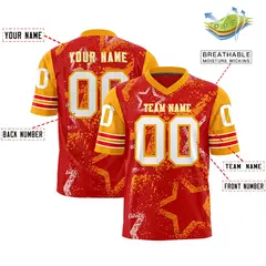 Red Navy White Star Pattern Authentic Football Jersey 2