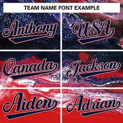 Red Navy-White Tie Dye Graffiti Varsity Letterman Jacket 5
