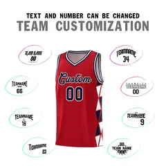 Red Navy-White Triangle Splicing Basketball Jersey 3
