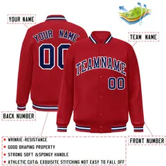 Red Navy-White Two Tone Classic Full-Snap Letterman Jacket 2