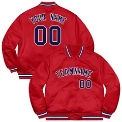 Red Navy-White Varsity Full-Snap Letterman Jacket 1
