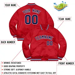 Red Navy-White Varsity Full-Snap Letterman Jacket 2