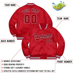 Red Navy-White Varsity Full-Snap Letterman Jacket 2