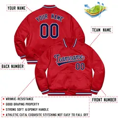 Red Navy-White Varsity Full-Snap Letterman Jacket 2