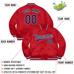 Red Navy-White Varsity Full-Snap Letterman Jacket 2
