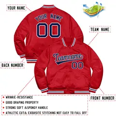 Red Navy-White Varsity Full-Snap Letterman Jacket 2