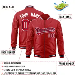 Red Navy-White Varsity Full-Zip Letterman Bomber Jacket 2