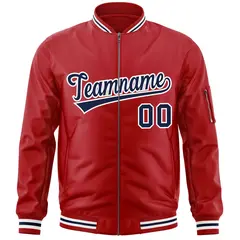 Red Navy-White Varsity Full-Zip Letterman Bomber Jacket 3