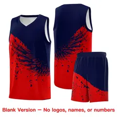 Red Navy Wing Pattern Basketball Jersey Sports Uniform 7