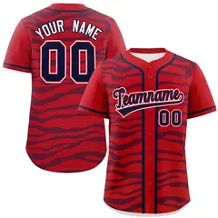 Red Navy Zebra Graffiti Authentic Baseball Jersey 1
