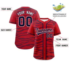 Red Navy Zebra Graffiti Authentic Baseball Jersey 2