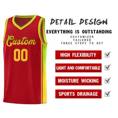 Red Neon Green-Gold Gradient Basketball Jersey 5