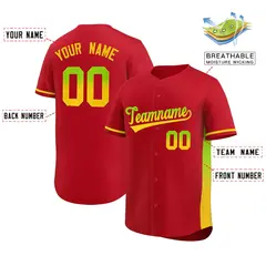 Red Neon Green-Gold Gradient Font Side Baseball Jersey 2
