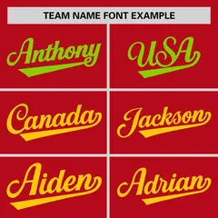 Red Neon Green-Gold Gradient Font Side Baseball Jersey 3