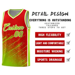 Red Neon Green Splash Basketball Uniforms for Teams 2