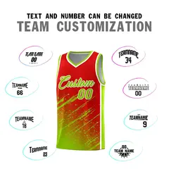 Red Neon Green Splash Basketball Uniforms for Teams 4