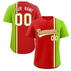 Red Neon Green-White Color Block Authentic Baseball Jersey 1